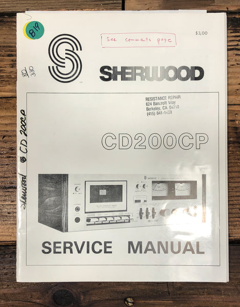 Sherwood CD-200CP Cassette Service Manual *Original*