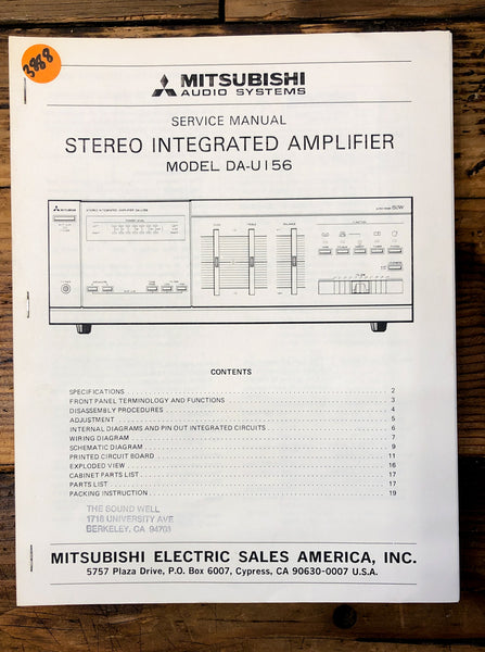 Mitsubishi DA-U156 Amplifier  Service Manual *Original*
