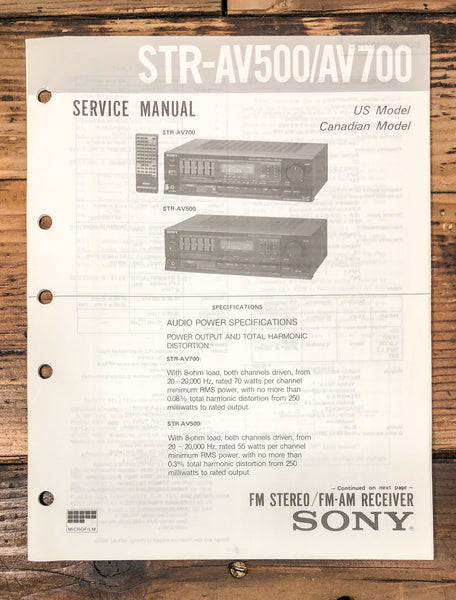 Sony STR-AV500 STR-AV700 Receiver Service Manual *Original*