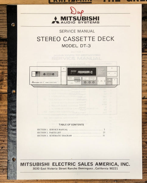 Mitsubishi DT-3 Cassette Service Manual *Original*