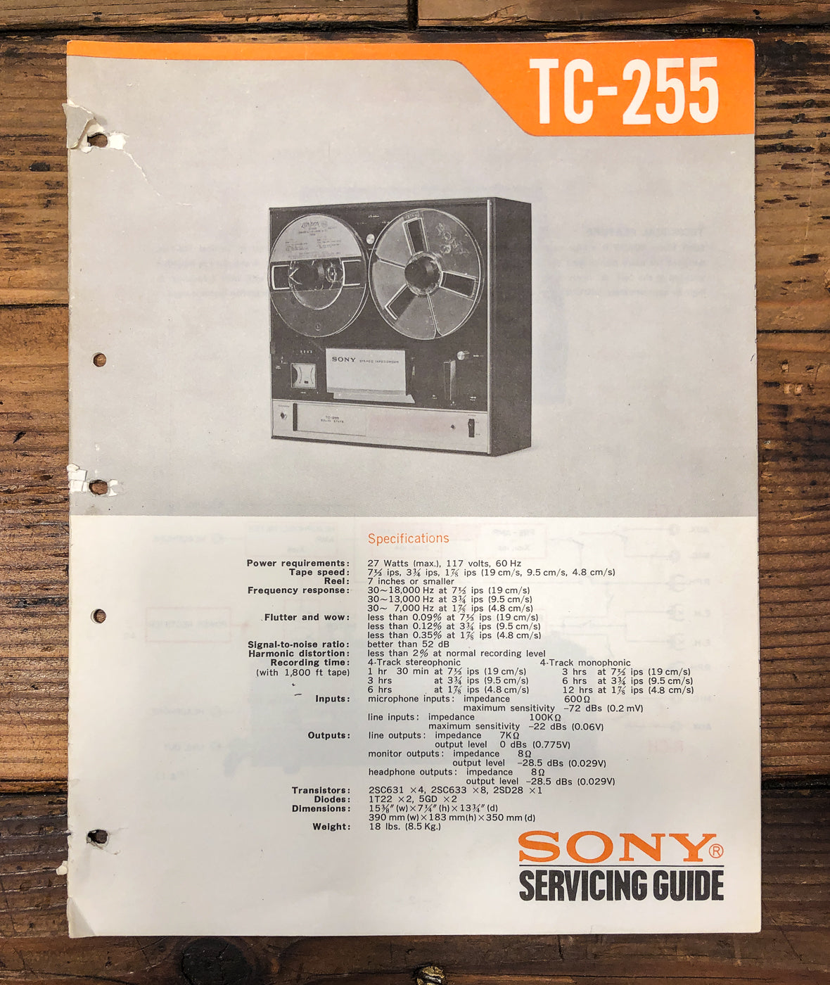 Sony TC-255 Reel to Reel Service Manual *Original*