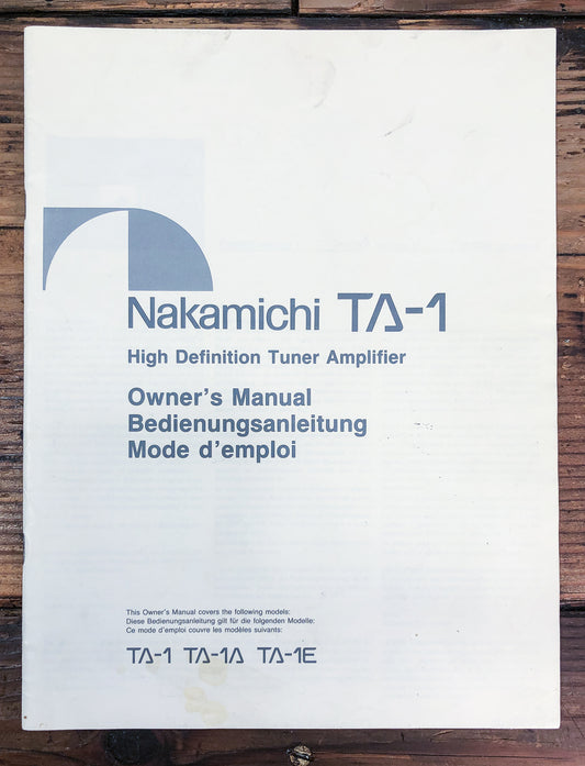 Nakamichi TA-1 Tuner Amplifier Service Manual *Original*