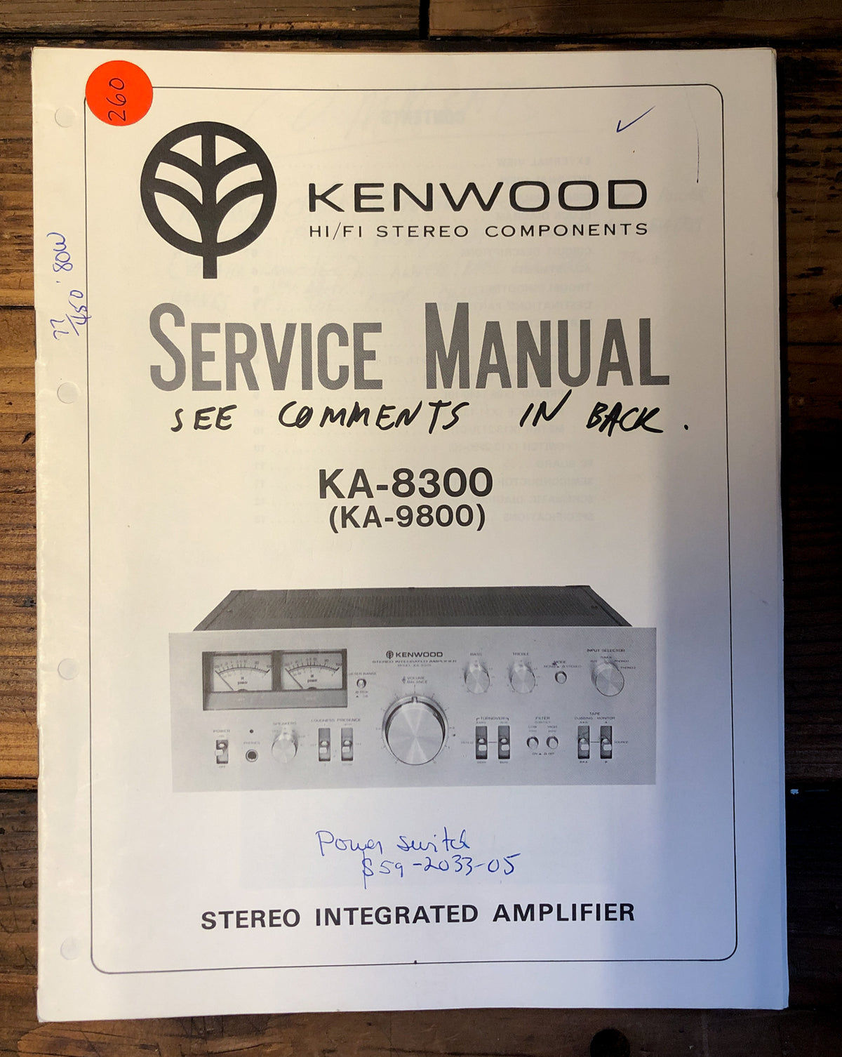 Kenwood KA-8300 Amplifier  Service Manual *Original*