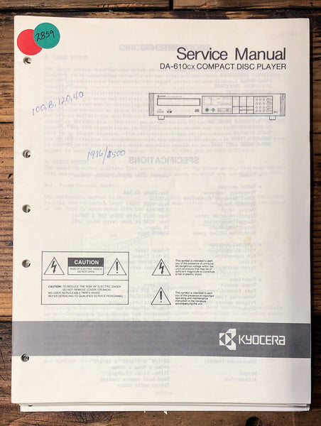 Kyocera DA-610CX CD Player  Service Manual *Original*