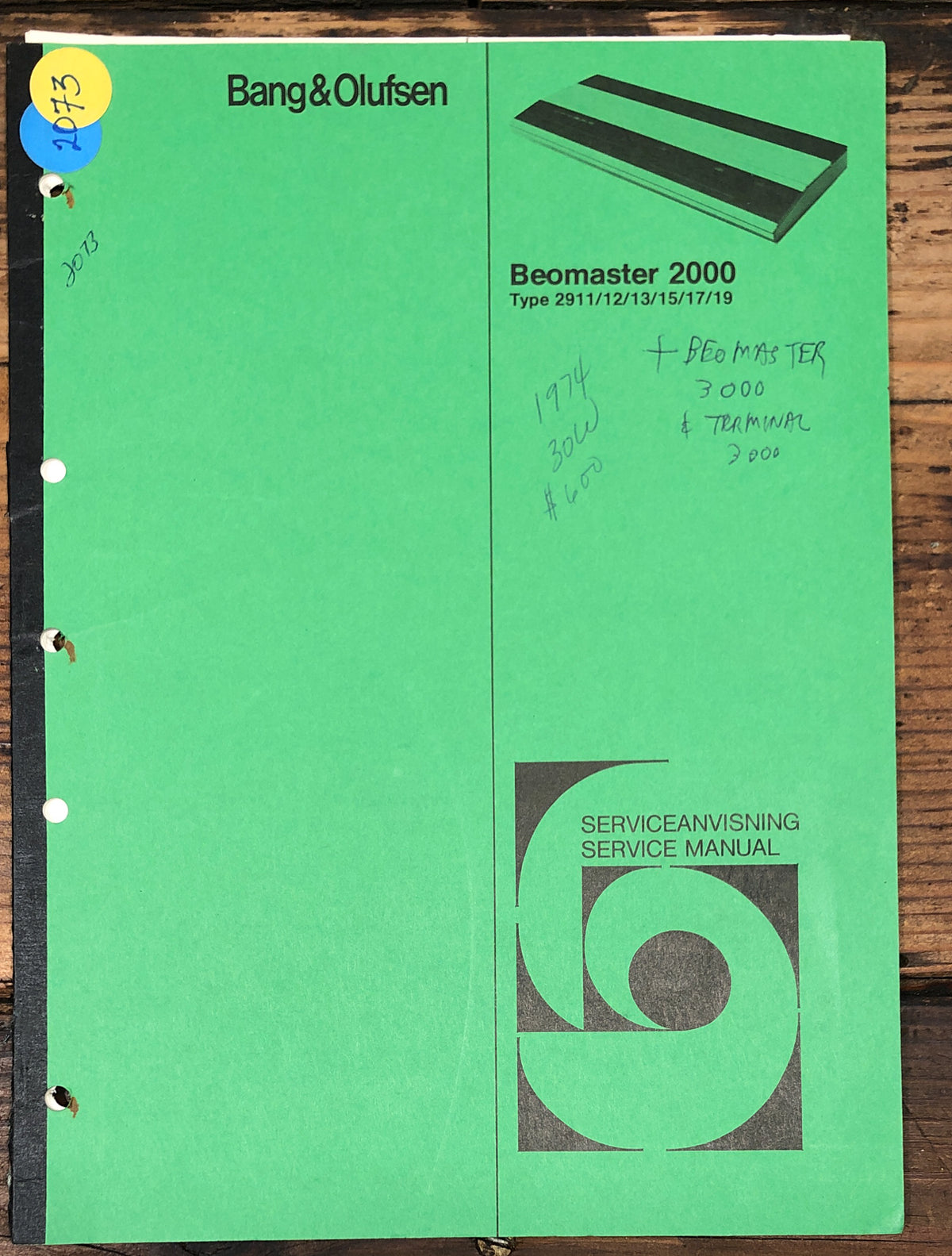 Bang Olufsen B&O Beomaster 2000 Receiver Service Manual *Original*