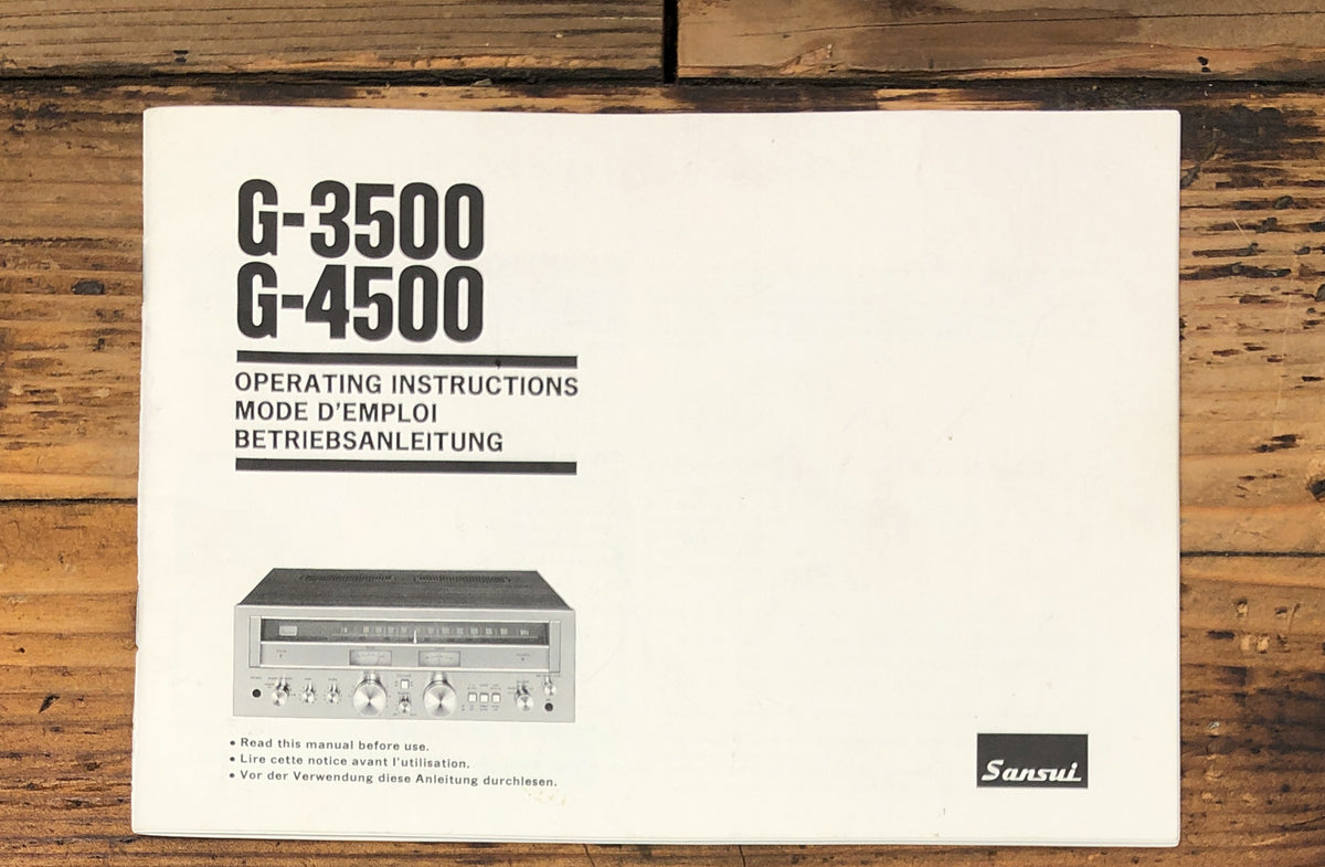 Sansui G-3500 G-4500 Receiver Owners / User Manual *Original*