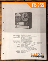 Sony TC-255 Reel to Reel  Service Manual *Original*