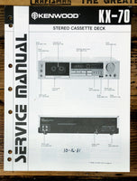 Kenwood KX-70 Cassette  Service Manual *Original*
