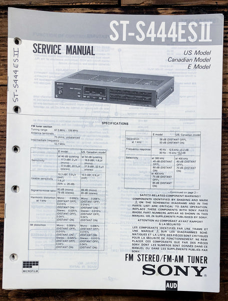 Sony ST-S444ES II Tuner  Service Manual *Original*