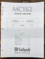 McIntosh MC162 MC-162 Amplifier  Service Manual *Original*