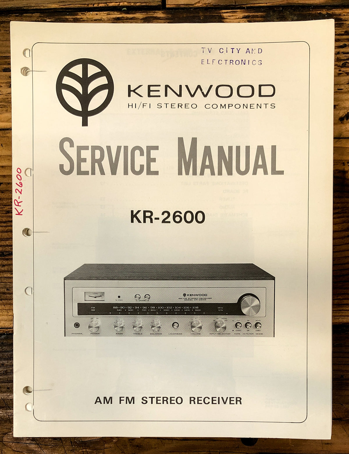 Kenwood KR-2600 Receiver  Service Manual *Original*
