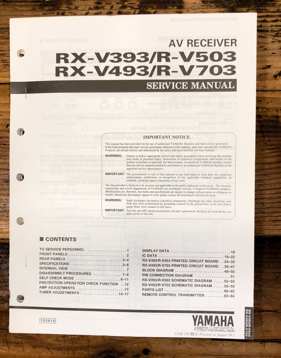Receiver Service Manual *Original* – Vintage Audio Store - Vintage ...