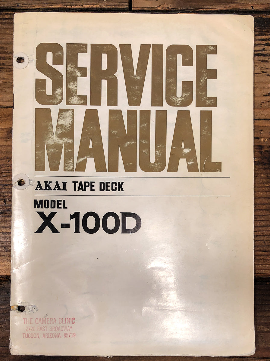 Akai Model X-100D Reel to Reel Service Manual *Original*