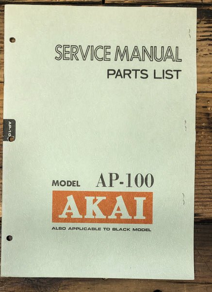 Akai AP-100 Record Player / Turntable Service Manual *Original*