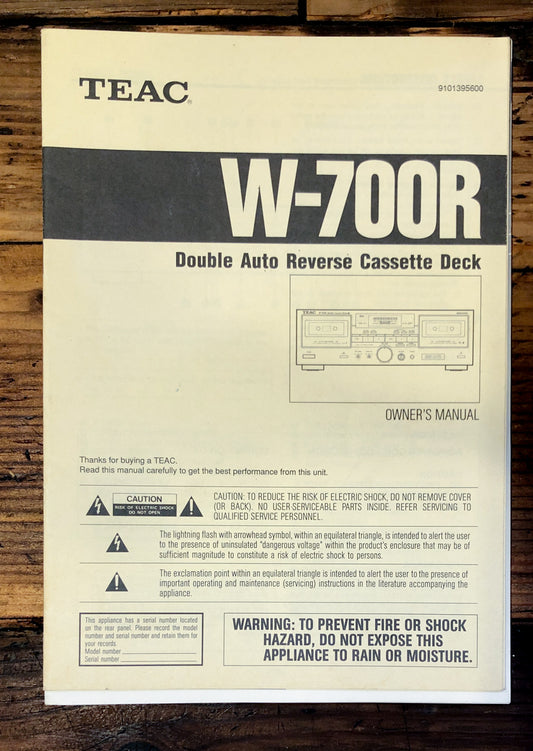 Teac W-700R Cassette  Owner / User Manual *Original*