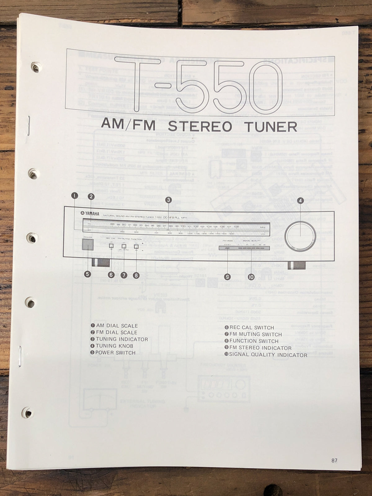 Yamaha T-550 Tuner  Service Manual *Original*