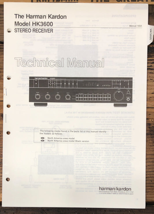 Harman Kardon HK3600 HK-3600 Receiver  Service Manual *Original* #1
