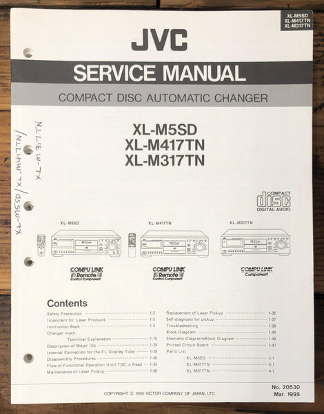 JVC XL-M5 XL-M317 XL-M417 SD TN CD Player  Service Manual *Original*