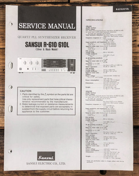 Sansui R-610 R-610L Receiver  Service Manual *Original*