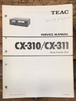 Teac CX-310 CX-311 Cassette Service Manual *Original*
