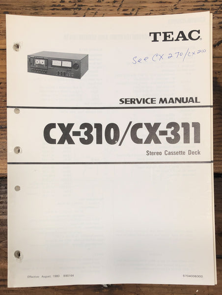 Teac CX-310 CX-311 Cassette Service Manual *Original*