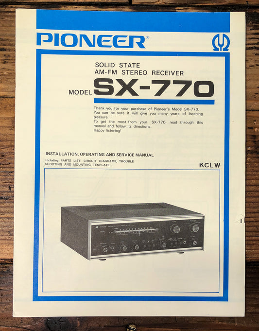 Pioneer SX-770 Receiver Owner & Service Manual *Original*