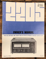 McIntosh MC 2205 MC-2205 Amplifier  Owner / User Manual *Original*