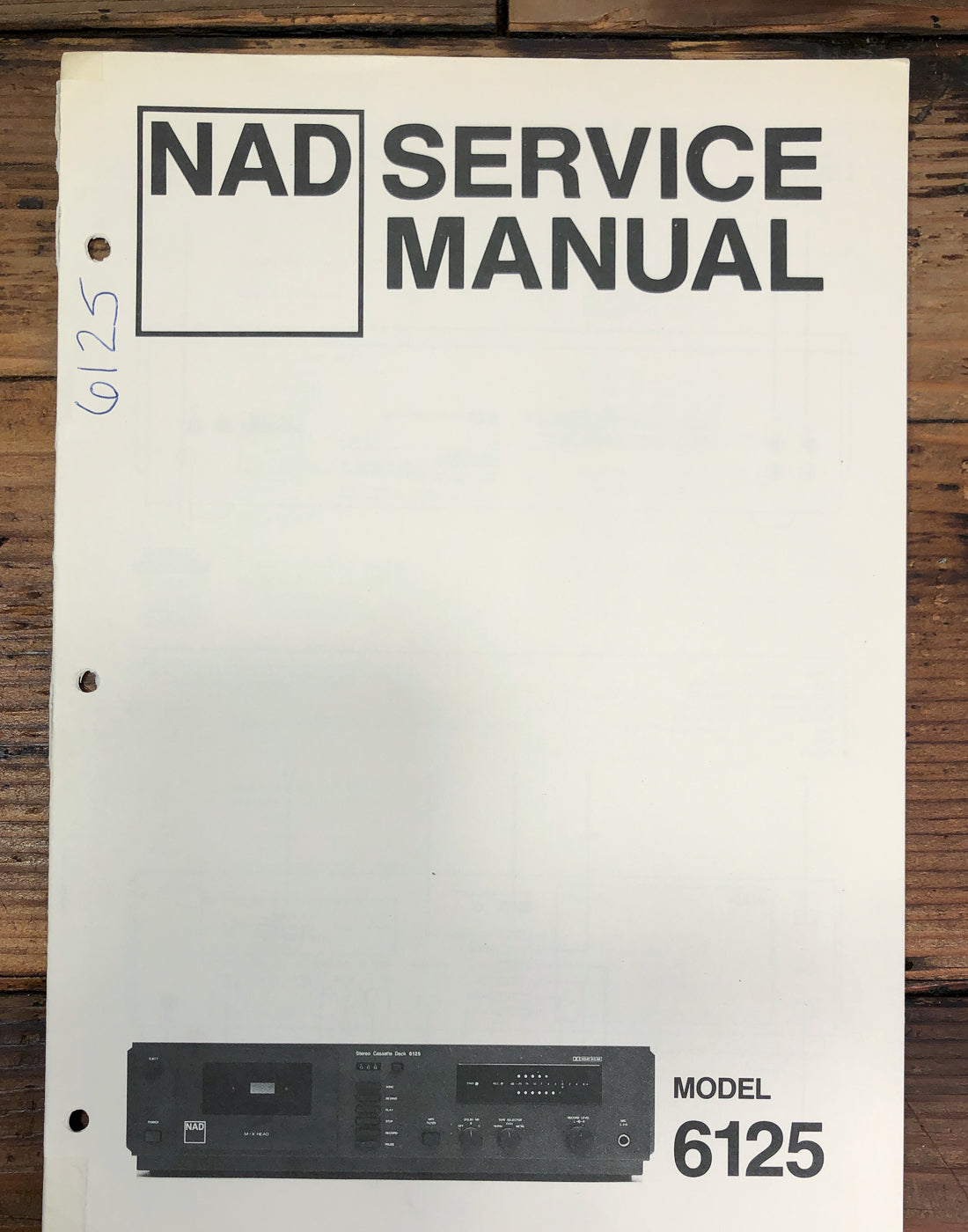 NAD Model 6125 Cassette Service Manual *Original*