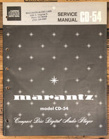 Marantz CD54 CD-54 CD Player Service Manual *Original*
