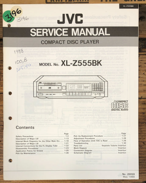 JVC XL-Z555 -Z555BK CD Player Service Manual *Original*