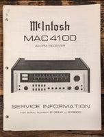 McIntosh MAC 4100 Receiver  Service Manual *Original* #4