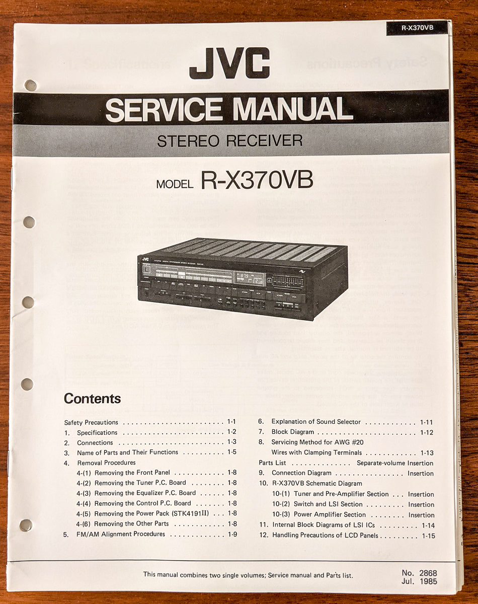 JVC R-X370 VB Receiver Service Manual *Original*