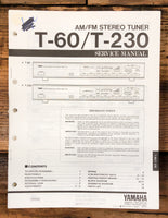 Yamaha T-60 T-230 Tuner  Service Manual *Original*