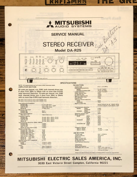 Mitsubishi DA-R25 Receiver  Service Manual *Original*