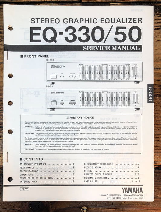 Yamaha EQ-330 EQ-50 Equalizer Service Manual *Original*