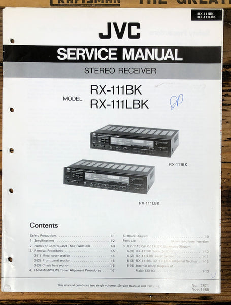 JVC RX-111 BK LBK Receiver  Service Manual *Original*