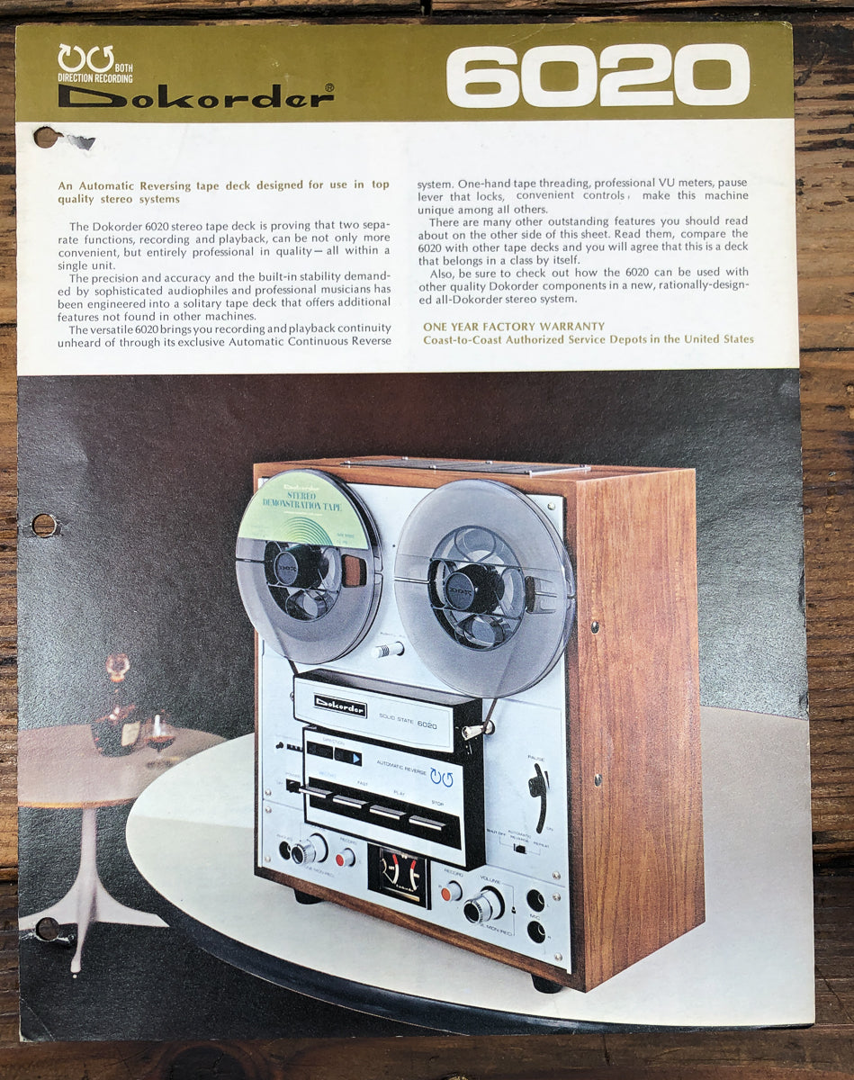 Dokorder Model 6020 Reel to Reel Dealer Brochure *Original*
