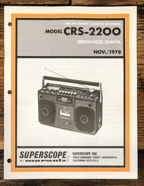 Superscope CRS-2200 Stereo Service Manual *Original*