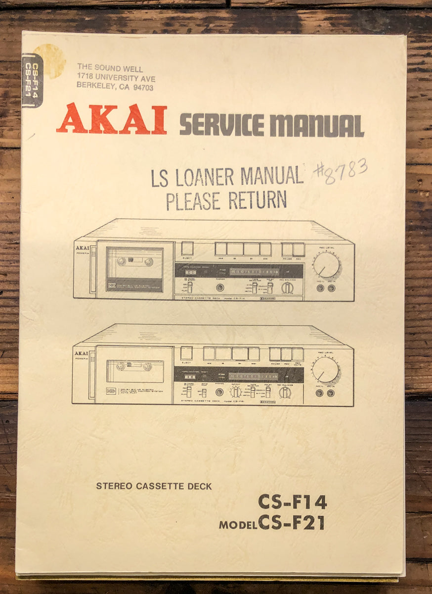 Akai CS-F14 CS-F21 Cassette  Service Manual *Original*
