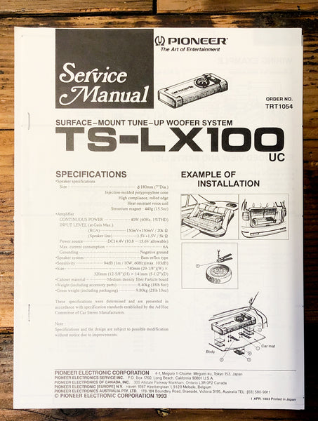 Pioneer TS-LX100 Speaker  Service Manual *Original*