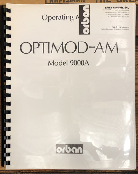 Orban Model 9000A Optimod-AM Schematic & Owners / User Manual *Orig*