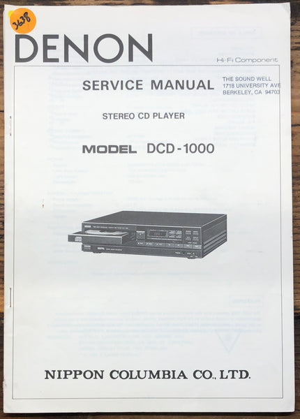 Denon DCD-1000 CD Player  Service Manual *Original*