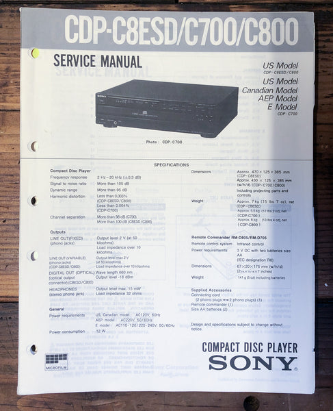 Sony CDP-C8ESD -C700 -C800 CD Player  Service Manual *Original*