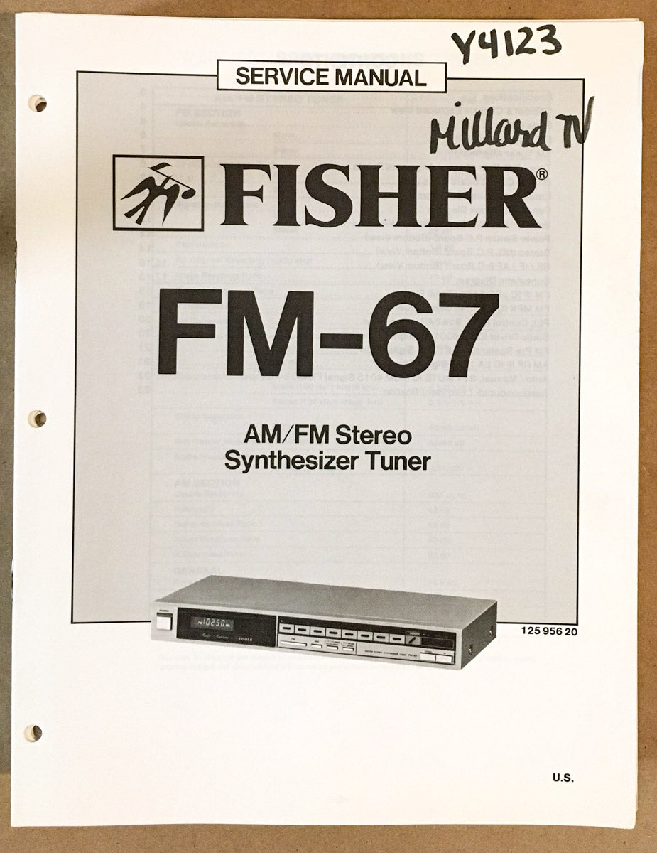 Fisher FM-67 Tuner Service Manual *Original*