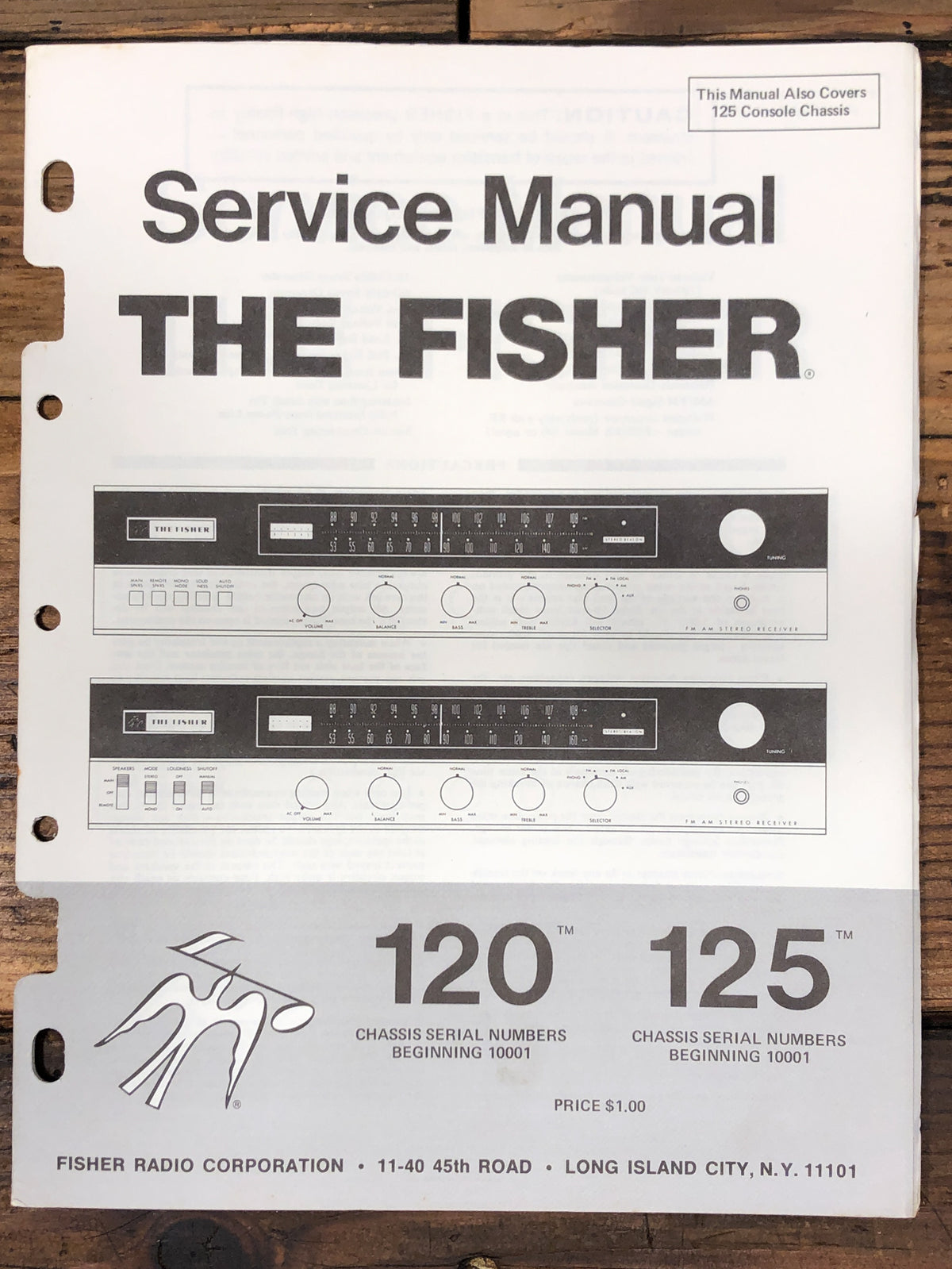 Fisher Model 120 125 Receiver Service Manual *Original*