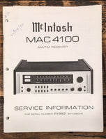 McIntosh MAC 4100 Receiver  Service Manual *Original* #5