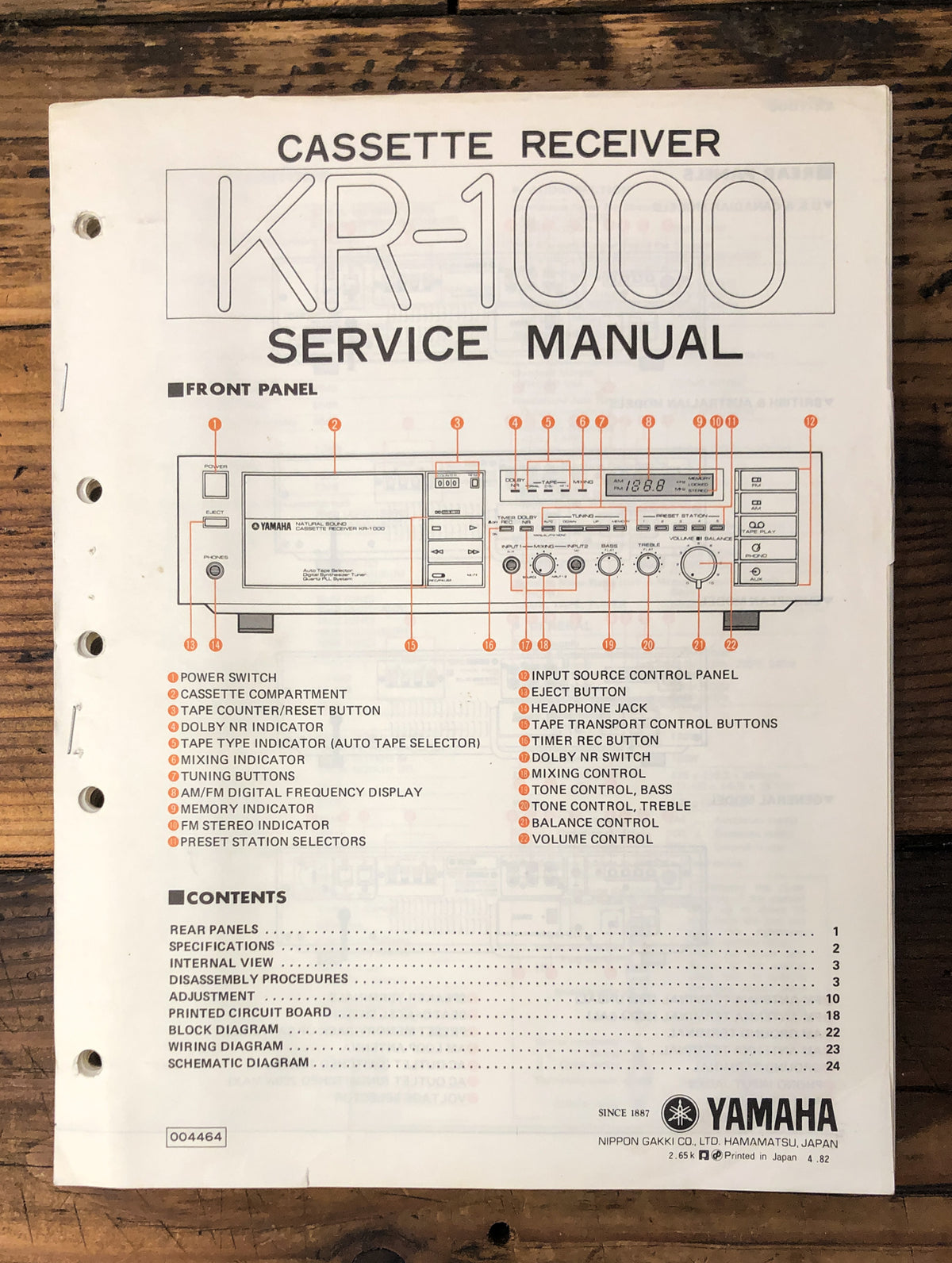 Yamaha KR-1000 Receiver  Service Manual *Original*