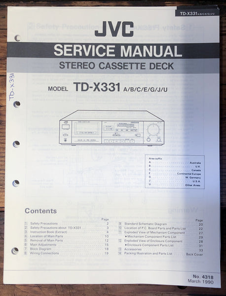 JVC TD-X331 Cassette  Service Manual *Original*