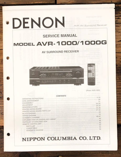 Denon AVR-1000 AVR-1000G Receiver Service Manual *Original*