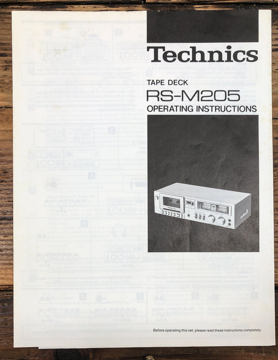 Technics RS-M205 Cassette Owners / User Manual *Original*